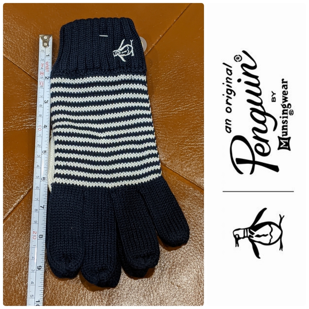 Original Penguin Striped Knit Gloves
